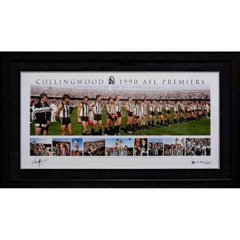 Collingwood 1990 Premiers Official Signed Tony Shaw Panoramic Print Framed - 5520