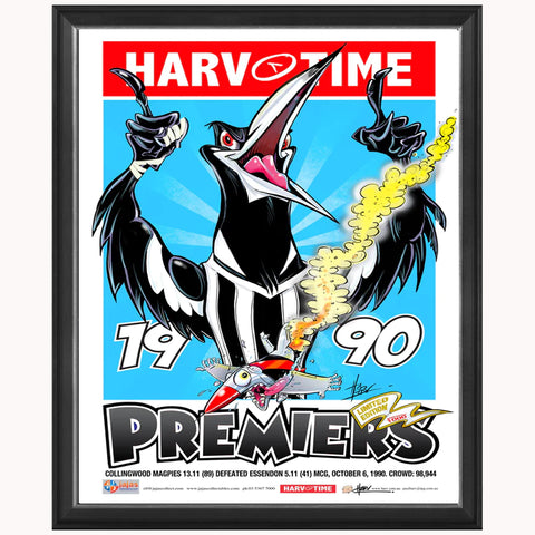 Collingwood 1990 Premiers Harv Time Limited Edition Print Framed - 5672