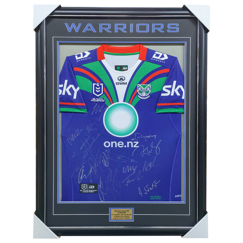 2025 New Zealand Warriors Team Signed Jersey Framed - 7174