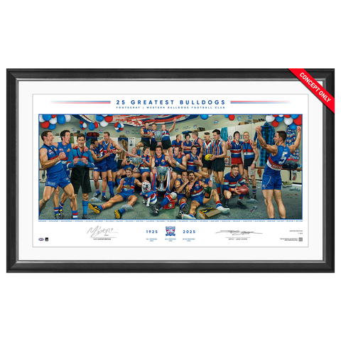 "25 Greatest Bulldogs" by Jamie Cooper Lithograph Framed Signed by Bontempelli - 7286