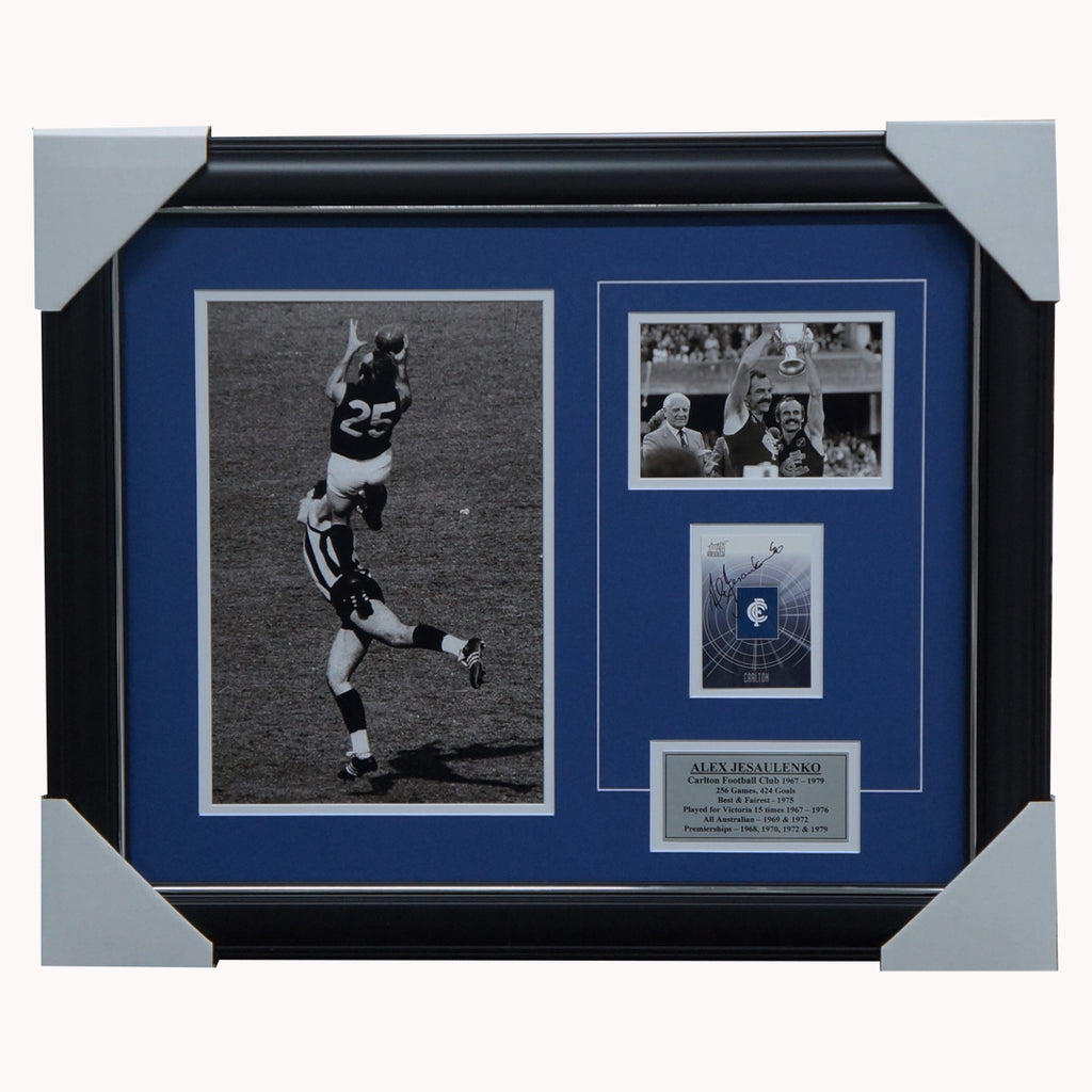 Alex Jesaulenko Carlton 1970 Mark of the Year Photo Framed + Signed Card - 5477