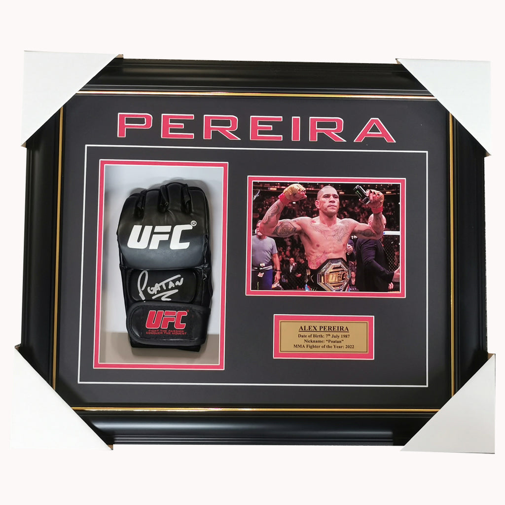 Alex Pereira Signed UFC Champion Glove Box Framed With Photos + COA - 7119