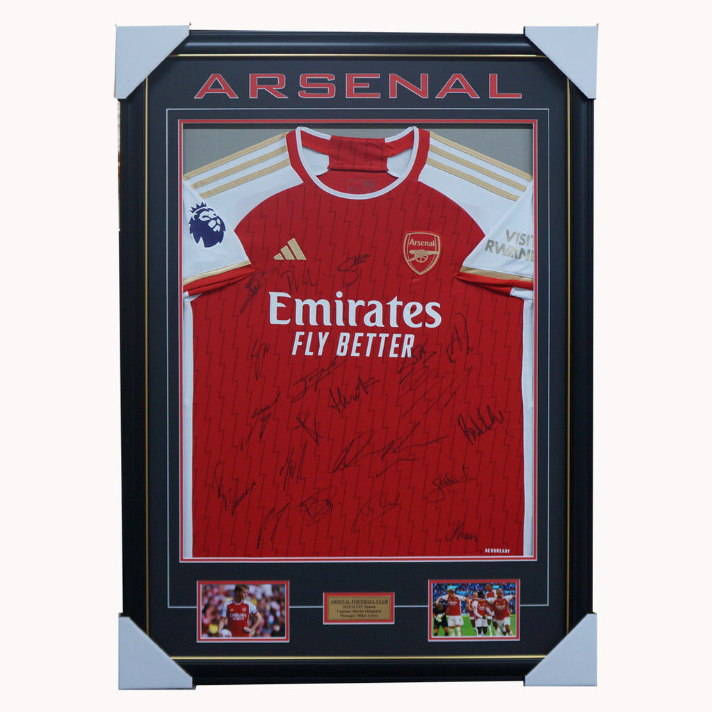 Arsenal Signed 2023/24 Team Signed Jersey Framed Odegaard - 5600