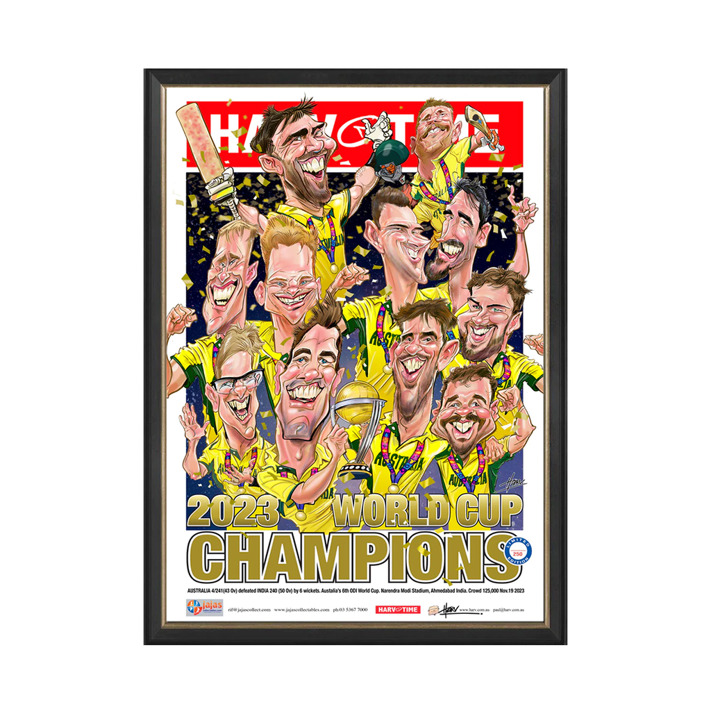 Australia, 2023 Cricket ODI World Cup Champions, Harv Time Framed - 5706