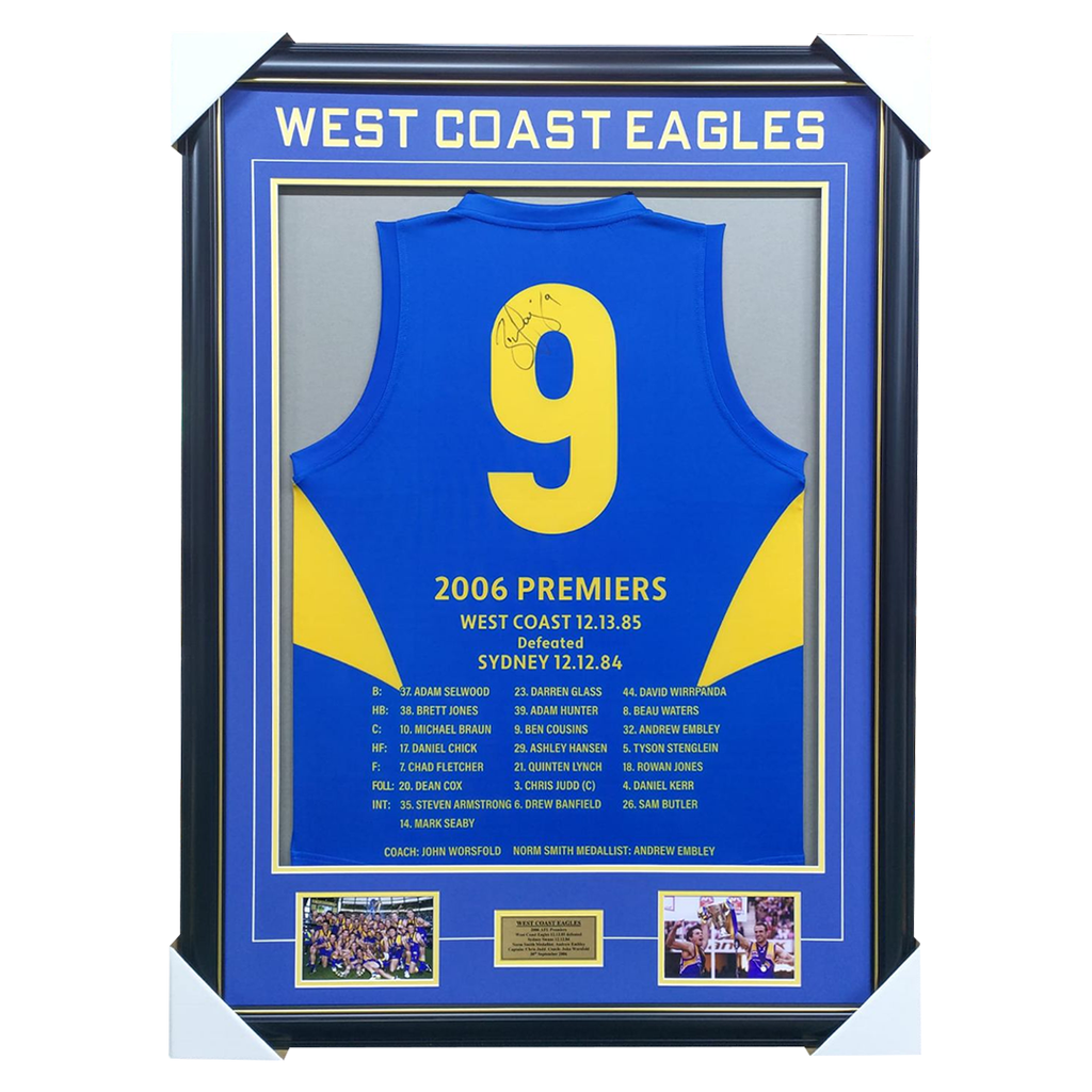 Ben Cousins 2006 Premiers Signed West Coast Eagles Jersey Framed - 6059