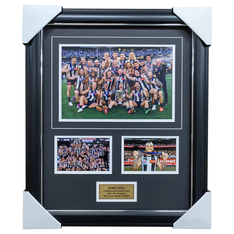 Bobby Hill Signed 2023 Premiere Collingwood Collage Framed Norm Smith  - 7182