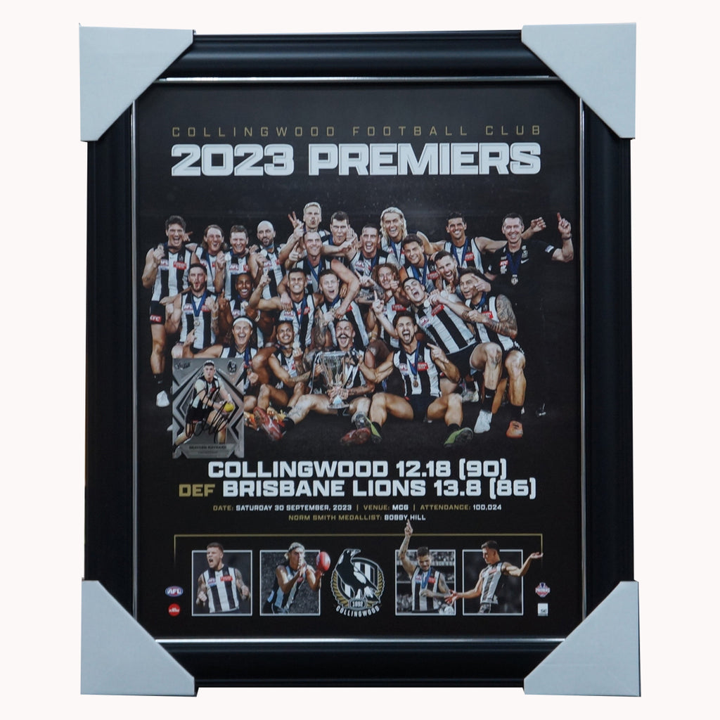 Collingwood 2023 AFL Premiers Official Print Framed + Signed Brayden Maynard Card - 7114