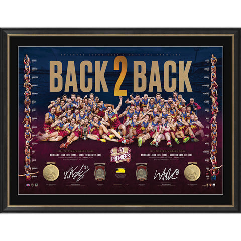 Brisbane Lions 2025 Signed Premiers Official AFL Dual Signed Harris Andrews & Will Ashcroft Lithograph Framed - 7264