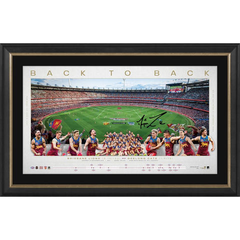 Brisbane Lions 2025 Premiers Official AFL Panoramic Signed Dayne Zorko Print Framed - 7265