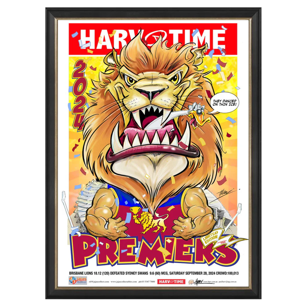 Brisbane Lions 2024 Premiership Harv Time Print Framed - 6031