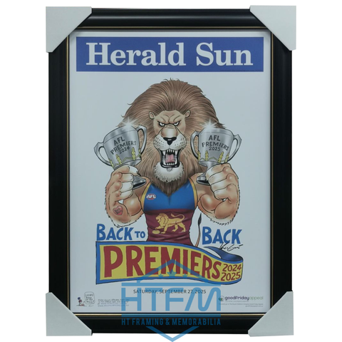 Brisbane Lions 2025 Premiers Herald Sun Mark Knights Print Framed - 7261
