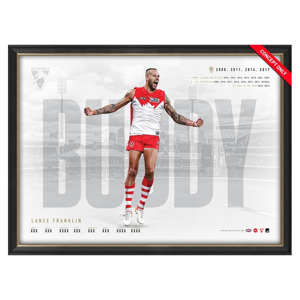 Buddy Franklin Sydney Swans Official AFL Retirement Sportsprint Framed - 5568