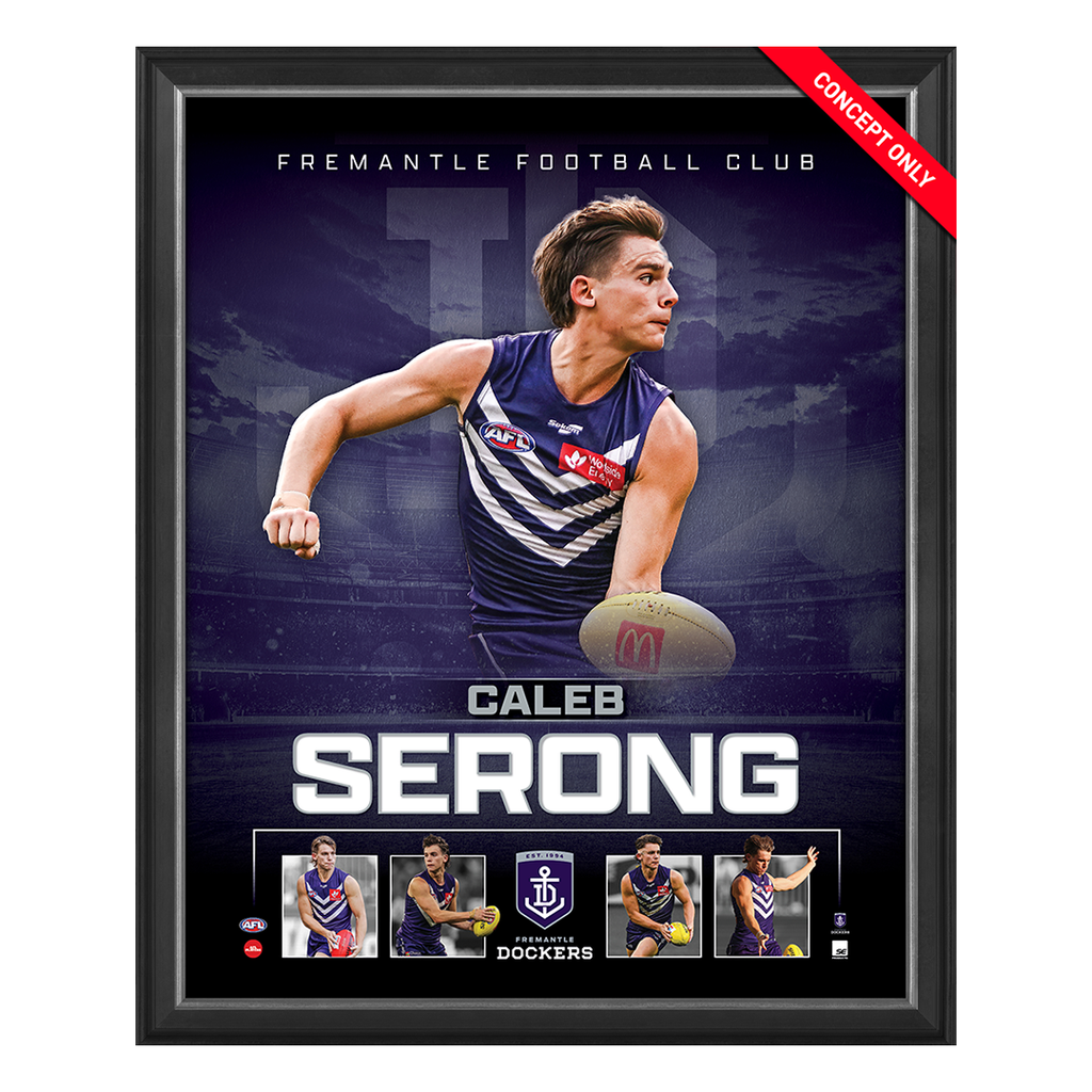 Caleb Serong Fremantle Dockers 2023 Official AFL Sportsprint Framed - 5482