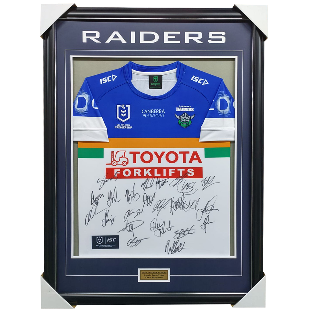Canberra Raiders 2025 Away Signed Jersey Framed - 7198