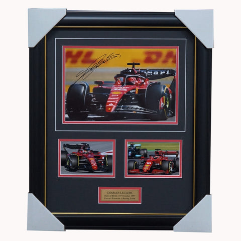 Charles Leclerc Ferrari Formula 1 Hand Signed Photo Collage Framed - 5893