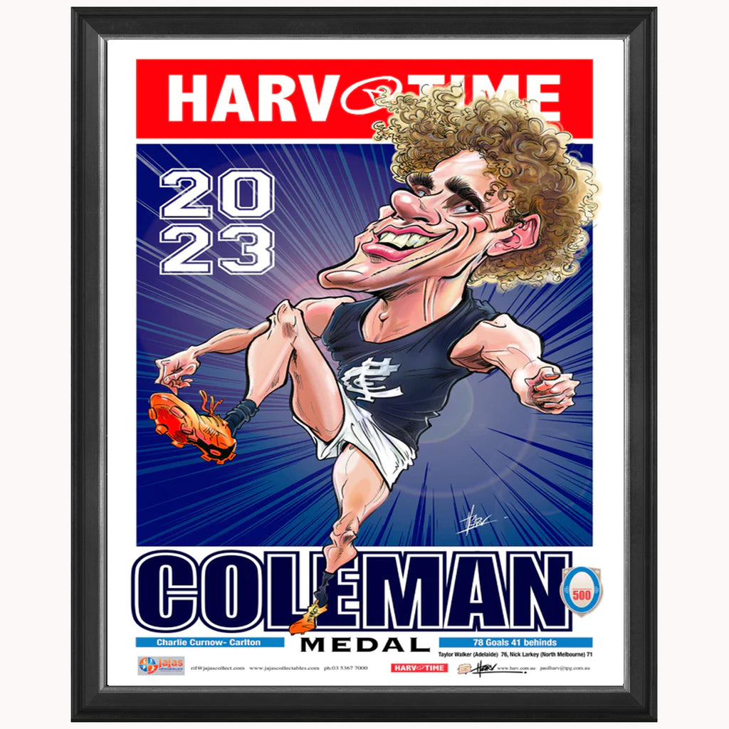 Charlie Curnow Carlton 2023 Coleman Medal Harv Time L/E Print Framed - 5594