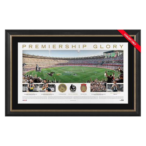 Collingwood 2023 AFL Premiers Official Panoramic Print Framed - 5645