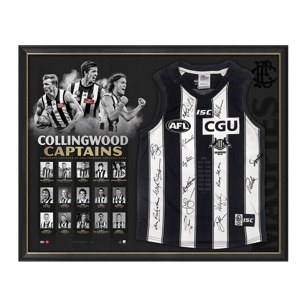 Collingwood Captains Deluxe Signed Collingwood Official AFL Guernsey Display Framed - 5676