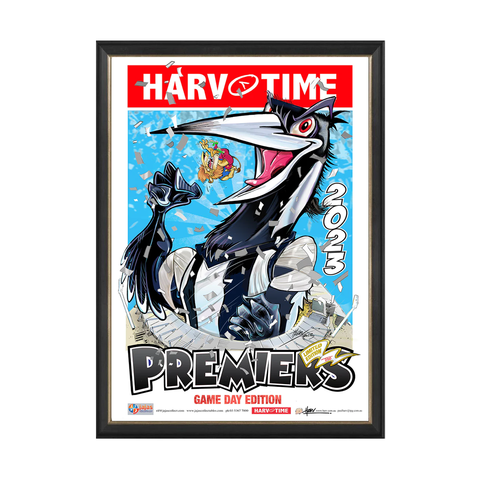 Collingwood Magpies 2023 AFL Premiership Poster, Game Day, Harv Time Print Framed - 5616