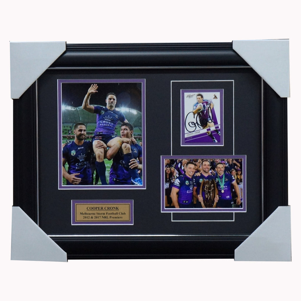 Cooper Cronk Melbourne Storm Photo Collage Framed + Signed Card - 5880