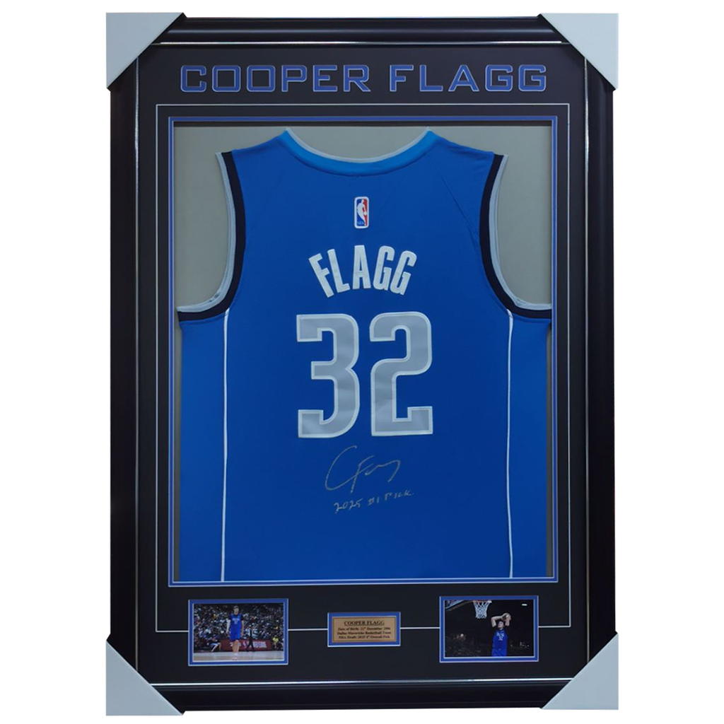 Cooper Flagg Dallas Mavericks Signed Jersey Framed with Photos - 7249