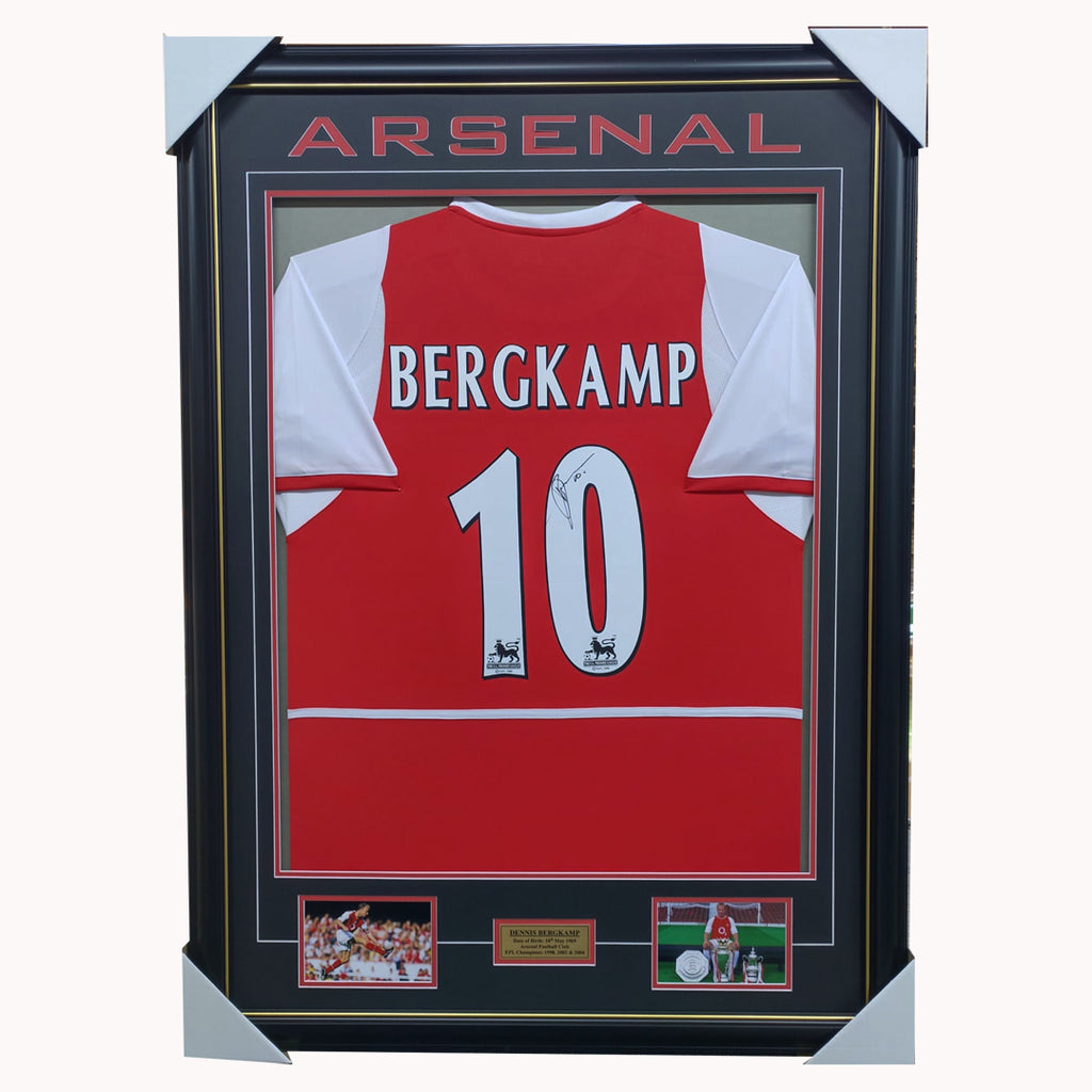 Dennis Bergkamp Signed Arsenal Jersey Framed 100% Authentic - 7086