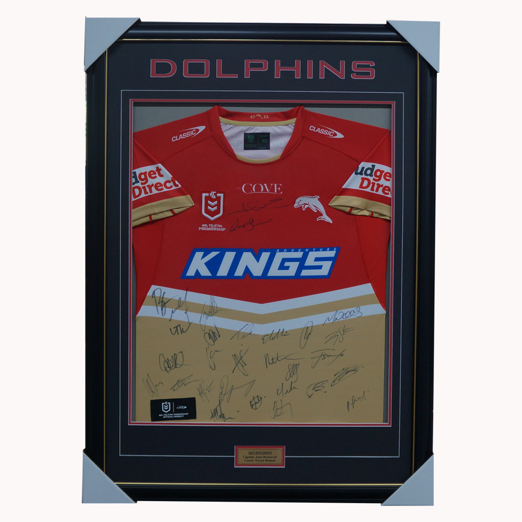 Dolphins 2023 Signed Official NRL Team Jersey Framed - 5512