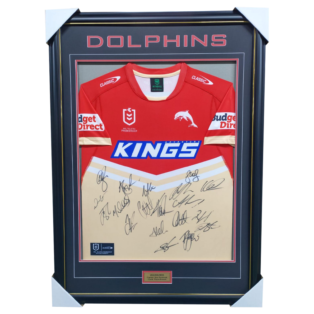 Dolphins NRL 2024 Team Signed Jersey Framed - 5908