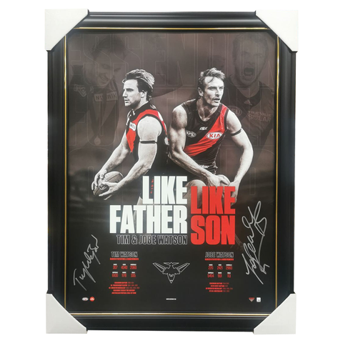 Dual Signed Tim Watson & Jobe Watson Essendon Father Son Official AFL Print Framed - 7193