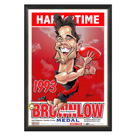Gavin Wanganeen, 1993 Brownlow, Harv Time Print Framed - 7221