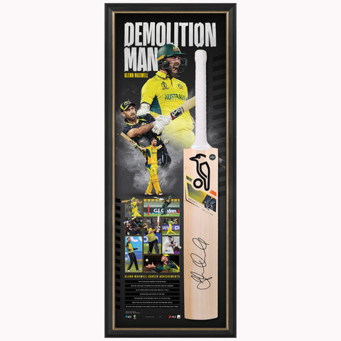 Glenn Maxwell Signed Australia World Cup Official ACB Bat Display Framed - 5677