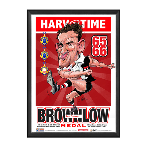 Ian Stewart, 1965-66 Brownlow Medallist, Harv Time Print Framed - 5639