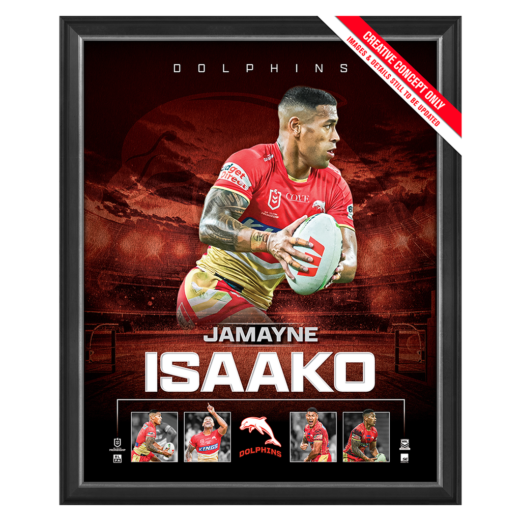 Jamayne Isaako Dolphins Official NRL Player Print Framed - 5499