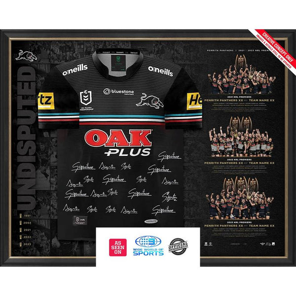 Pre-order Penrith Panthers 2023 Premiers Team Signed Jersey Framed