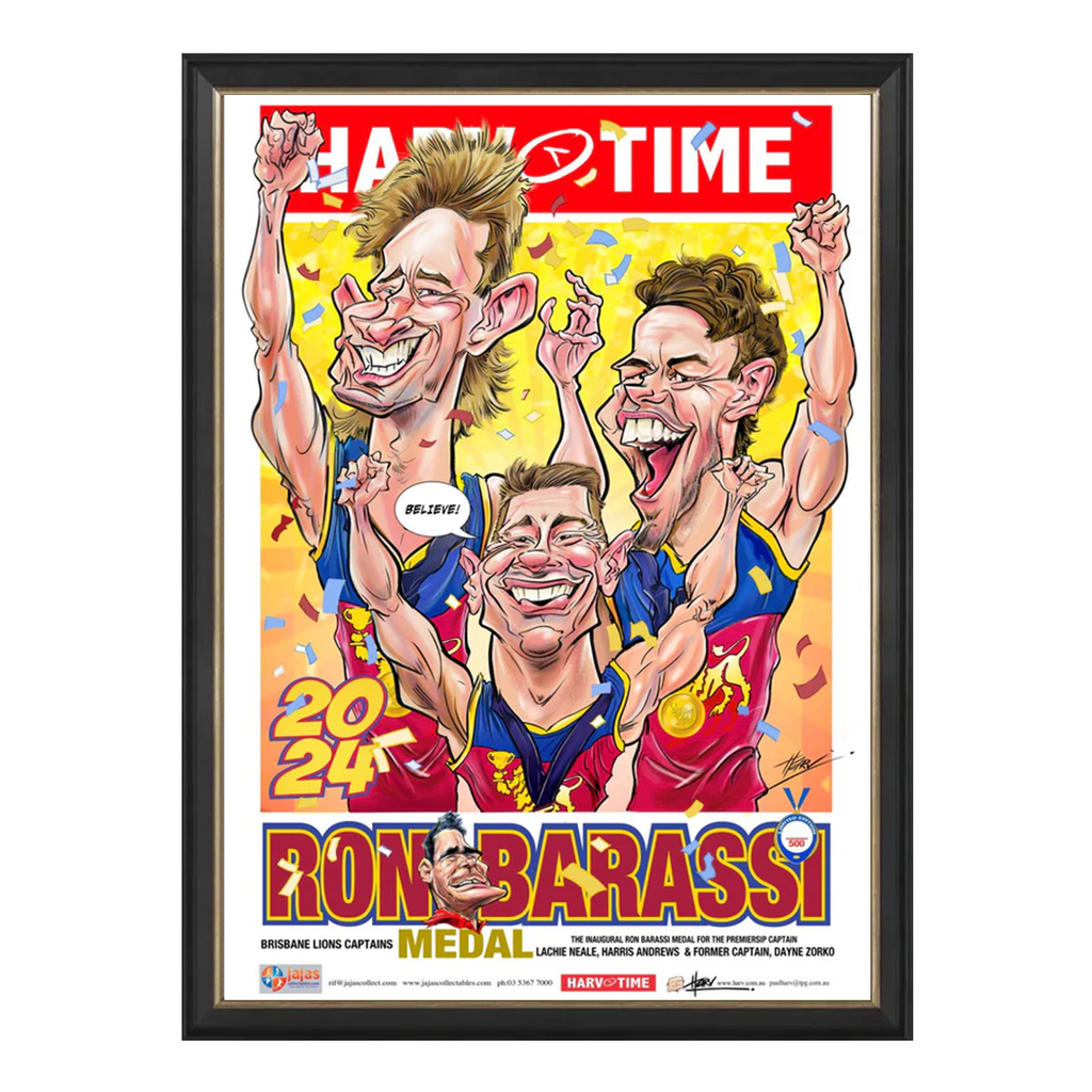Lachie Neale & Harris Andrews 2024 Premiership Captain Harv Time Print Framed - 6033