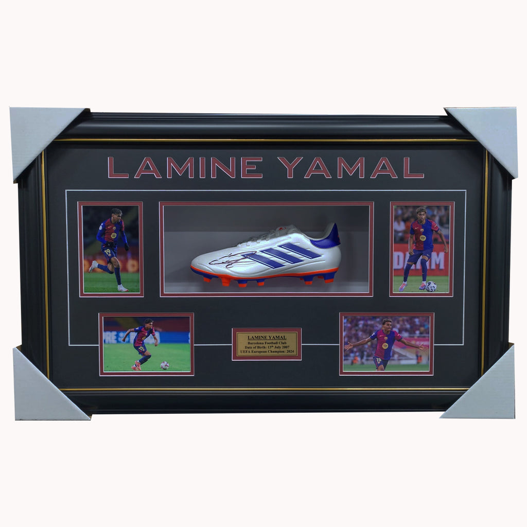 Lamine Yamal Signed Barcelona Boot Box Collage Framed - 7208
