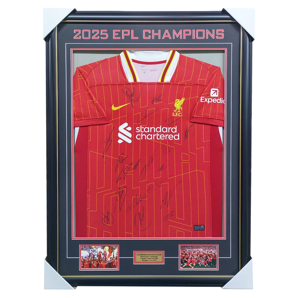 Liverpool 2025 EPL Champions Team Signed Jersey Framed - 7165