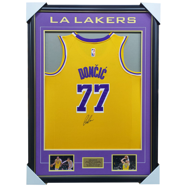 Luka Doncic Los Angeles Lakers Signed Jersey Framed with Photos