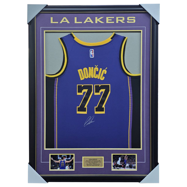 Luka Doncic Los Angeles Lakers Signed Jersey Framed with Photos