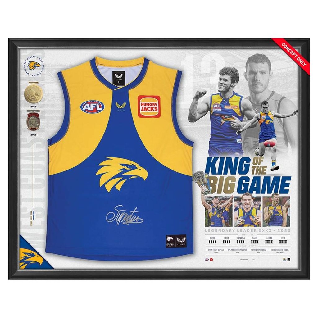 Luke Shuey Signed West Coast Eagles Official AFL Retirement Guernsey Display Framed - 5569