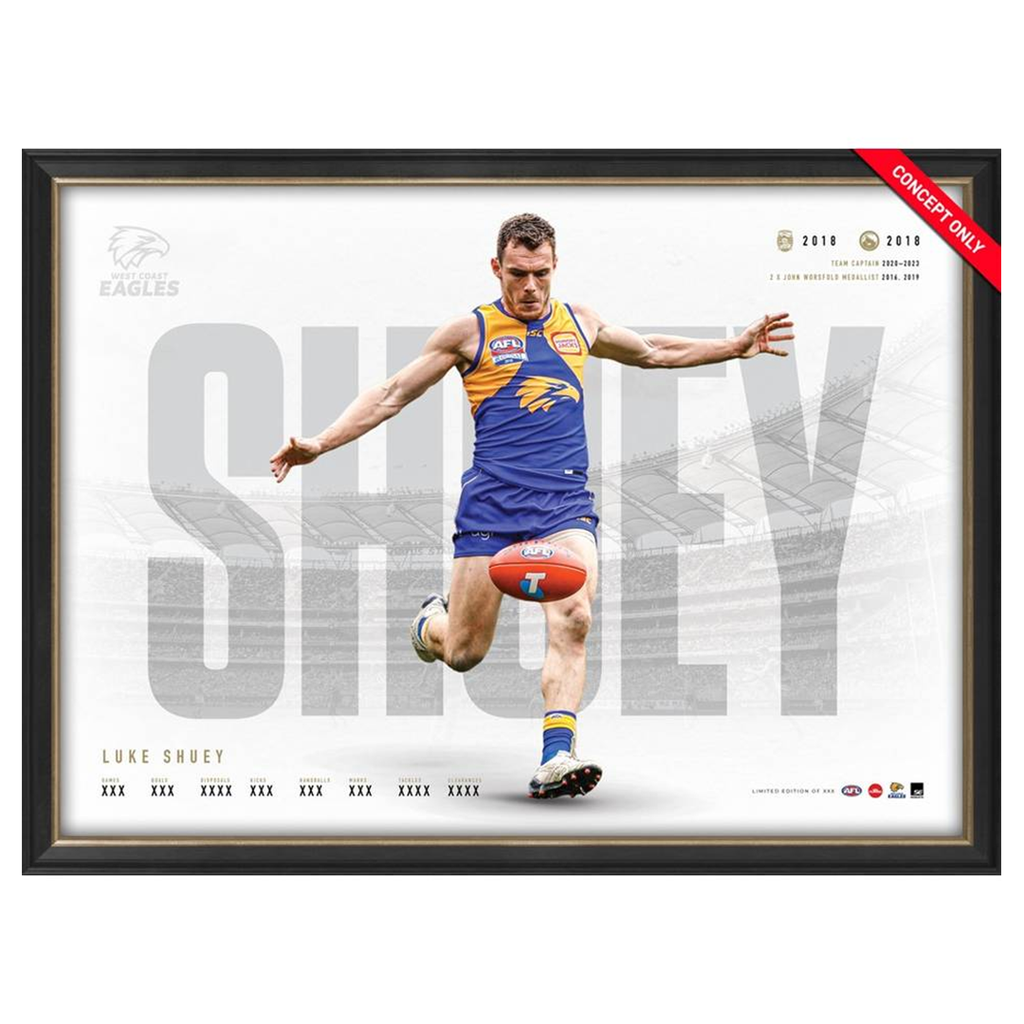 Luke Shuey West Coast Eagles Official Retirement AFL Sportsprint Framed - 5571