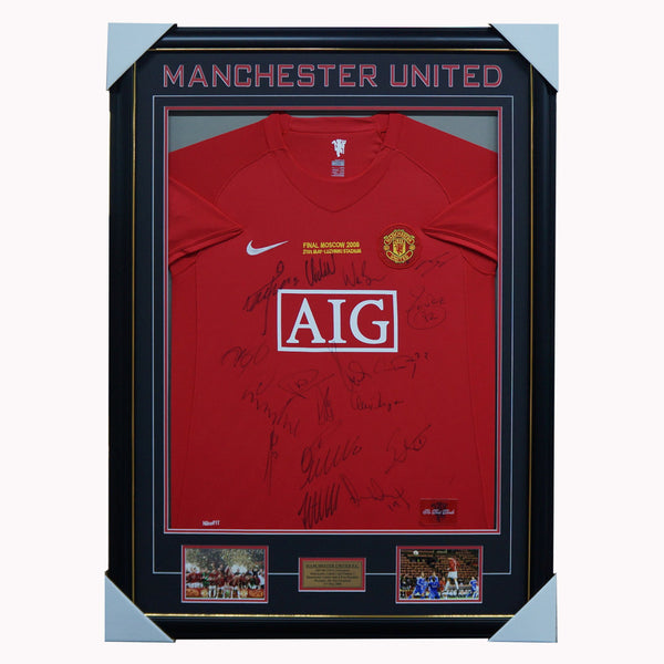 Manchester United Signed 2008 UEFA Champions Team Jersey Framed