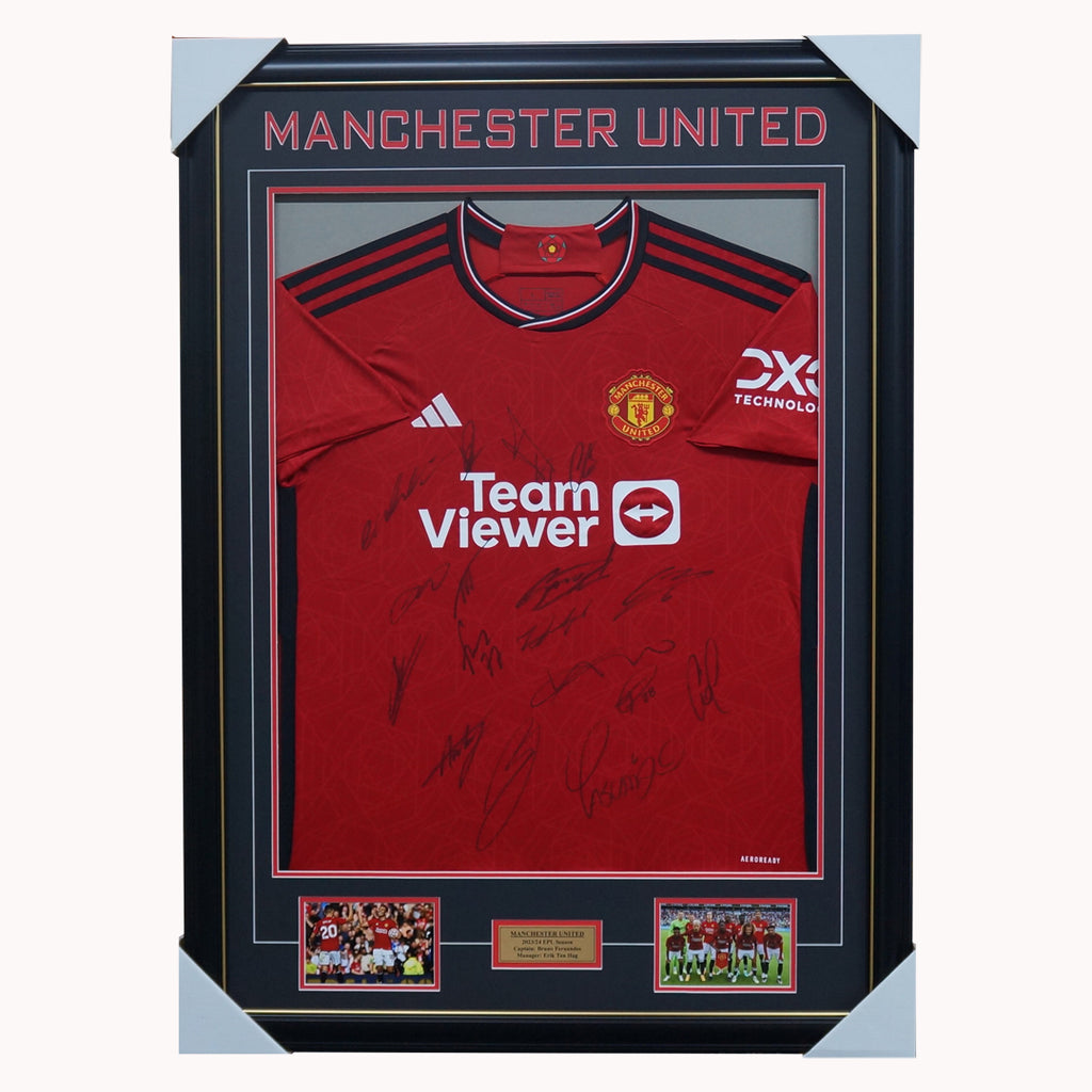 Manchester United Signed 2023/24 Team Jersey Framed Fernandes - 5598