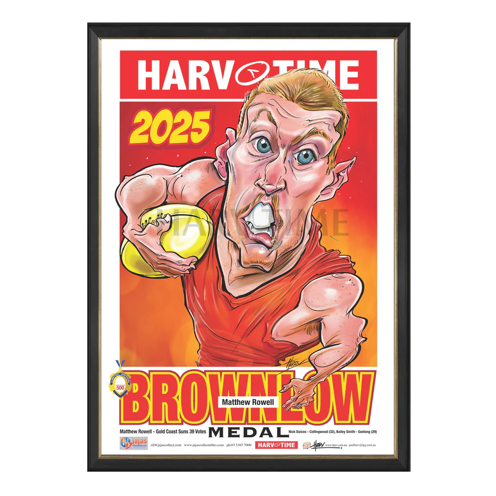 Matt Rowell, 2025 Brownlow Medal, Harv Time Print Framed - 7256