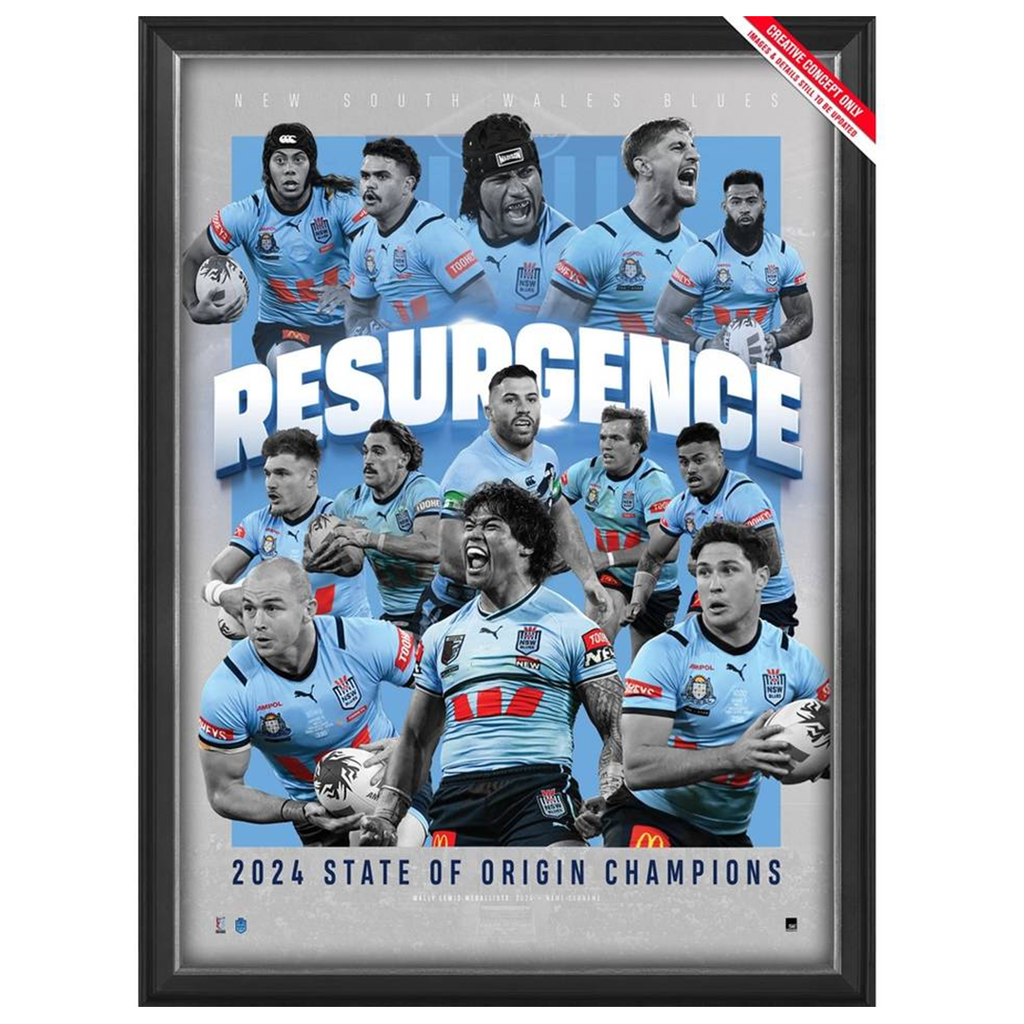 NSW Blues 2024 State Of Origin Champions Sportsprint Framed - 5961