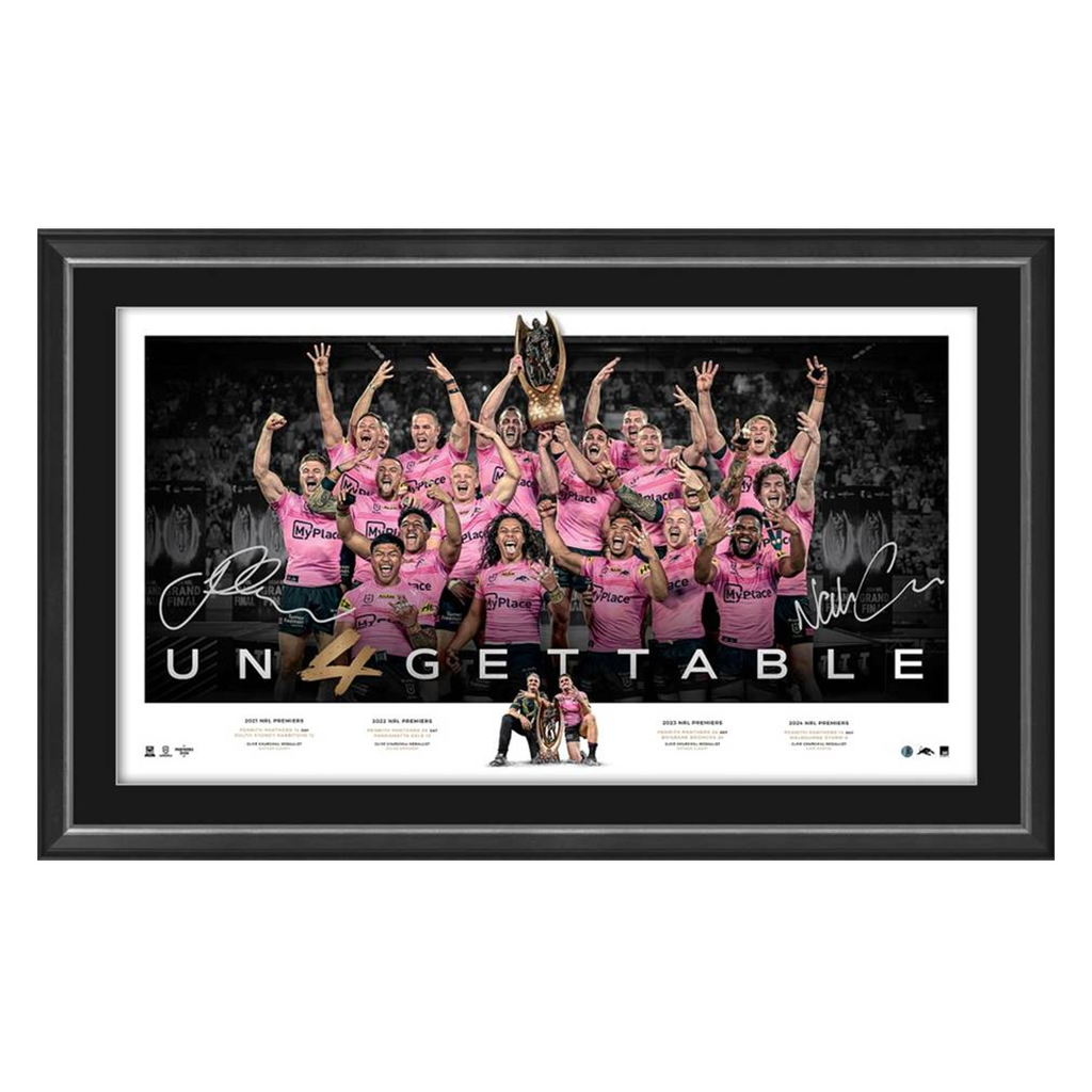 Nathan and Ivan Cleary Signed Official Penrith Panthers Icon Series Framed 2024 NRL Premiers - 6044