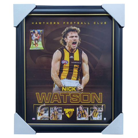 Nick Watson Hawthorn Hawks Official Licensed AFL Print Framed + Signed Card - 7143