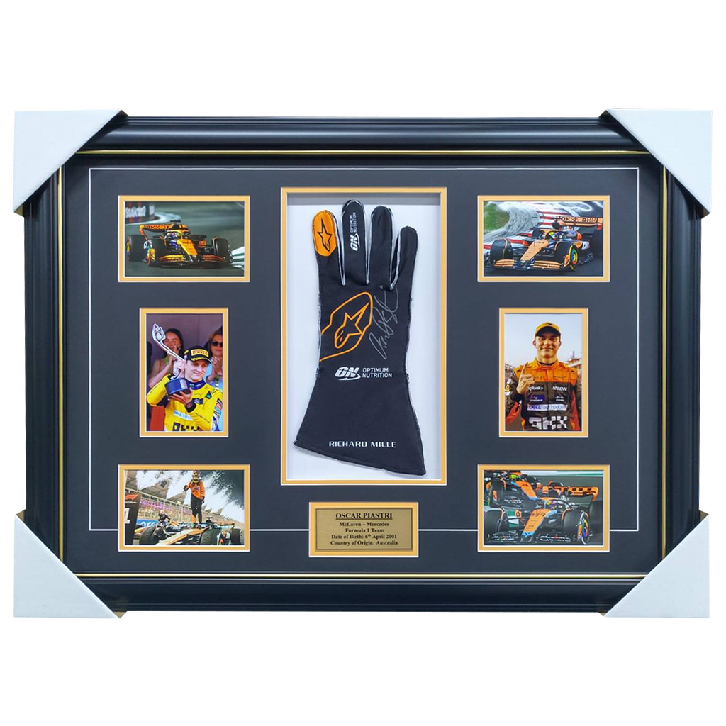 Oscar Piastri Mclaren Signed Glove Photo Collage Framed - 7154