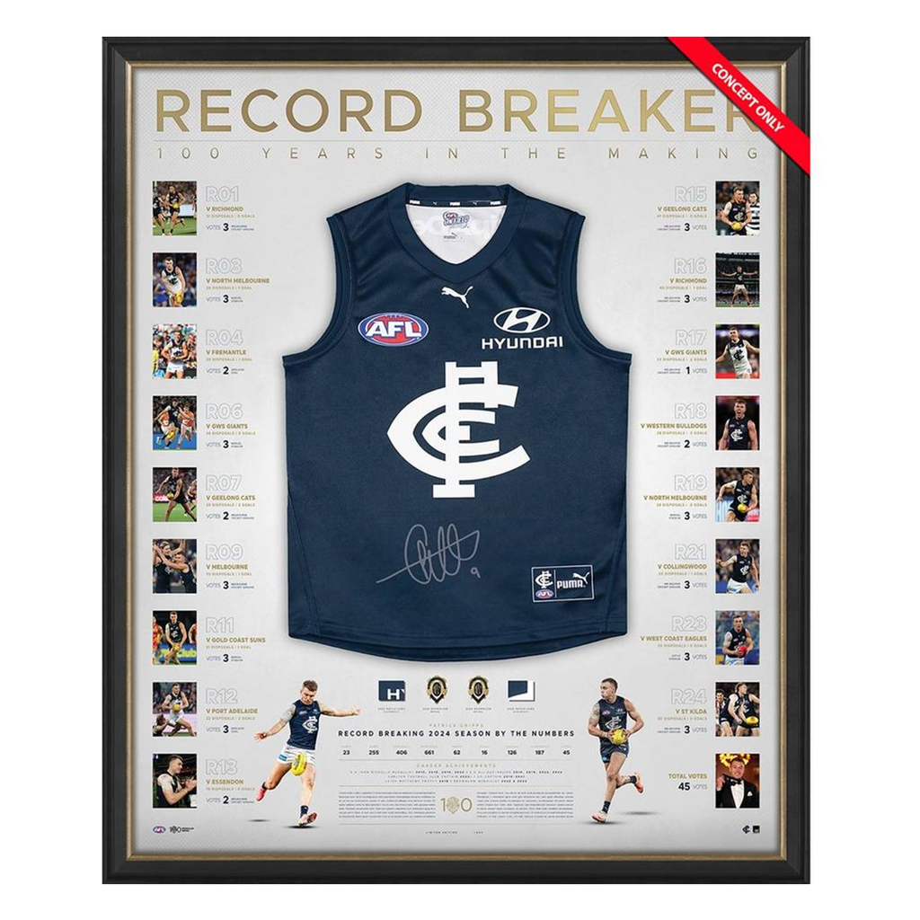 Patrick Cripps 2024 Deluxe Brownlow Medal Signed Guernsey Framed - 6016
