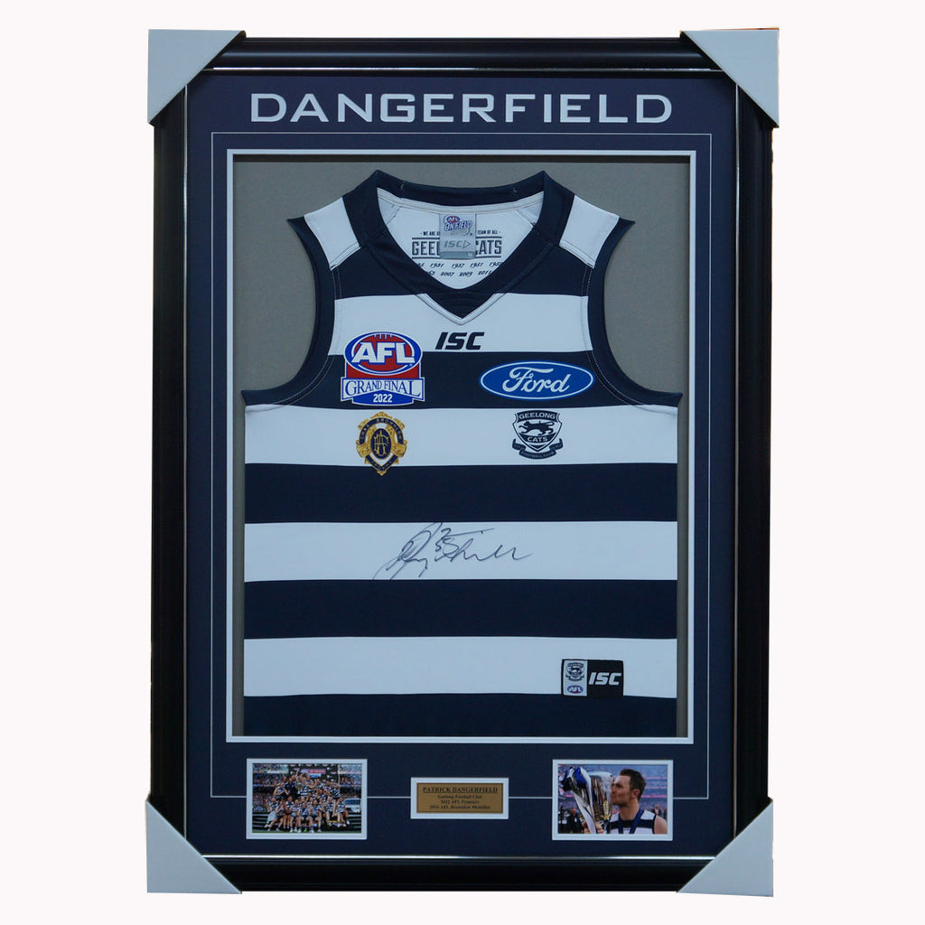 Patrick Dangerfield Signed Geelong 2022 Official AFL Premiers Jumper Framed - 5772